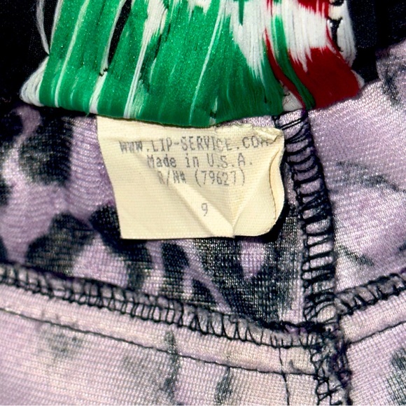 Purple leopard Lip Service velvet pants size 9 vintage Hot Topic lace up flares - Picture 5 of 8